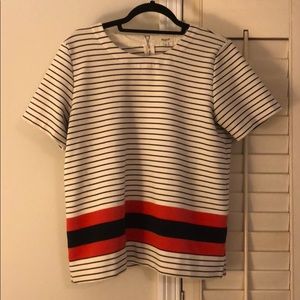 Madewell Navy and Orange Striped Top